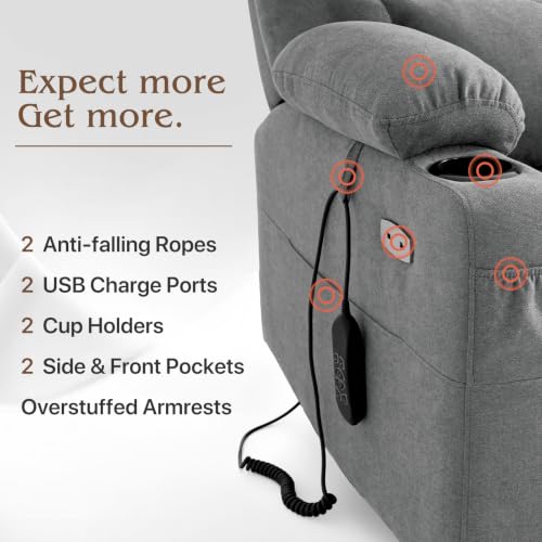 Image of Triple Motor Power Lift Recliner Chair for Elderly, Adjustable Headrest