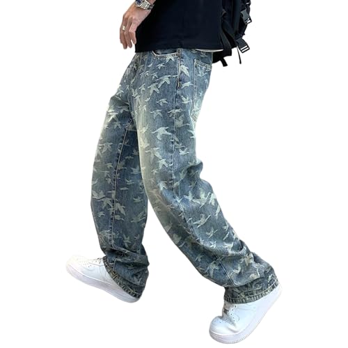 Baggy Jeans Men Casual Graphic Washed Denim Pants Men Loose Fit Parachute Streetwear for Skater Jeans4