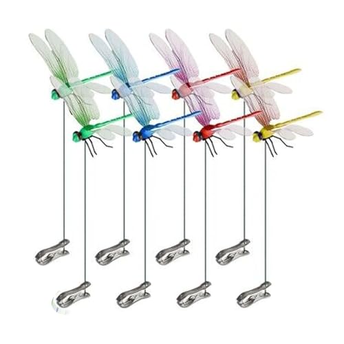 8 Stück Libellen Clip, 3D Libellen Gartenstecker, Dragonfly Garten...