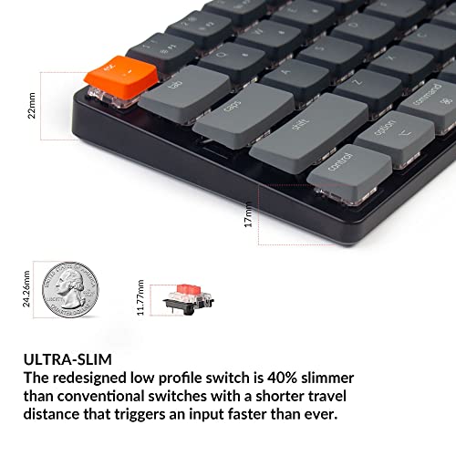 Image of Keychron K7 Ultra-Slim 65% Layout 68 Keys Wireless Bluetooth /Wired Mechanical Keyboard, Hot Swappable Low-Profile Gateron Red Switch RGB LED Backlit Keyboard Compatible with Mac Windows