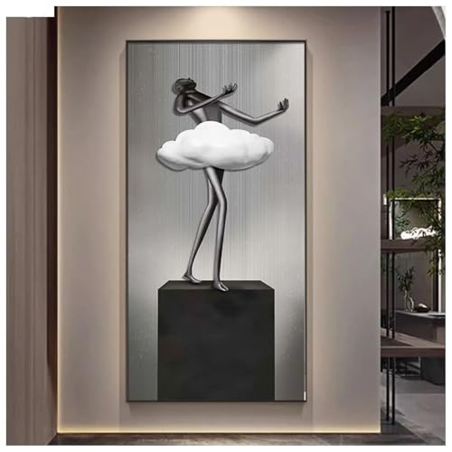 Toile statue en pierre art abstrait moderne 65x130cm sans cadre