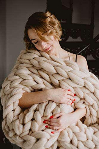 MLMGUO Knitted Throw Blanket for Sofa,Handmade Knit Chunky Blanket Throw Sofa Throw for Gift Sofa...