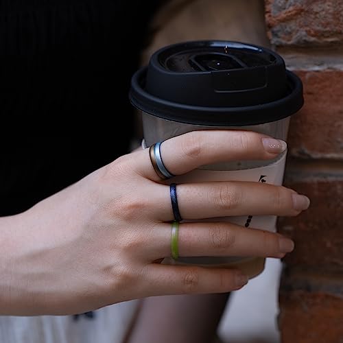 Zollen Silicone Wedding Rings for Women, 3mm Metallic Color Thin Rubber Wedding Bands Stackable Ring, Hypoallergenic Silicone4