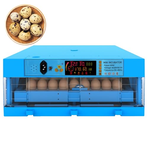 ZephyrGlow Incubadora Automática Huevos Gallina con Control de Temperatura Ajustable y Giro Automático - para Incubar Pollo, Pato y Huevos de Golosinas,64Egg
