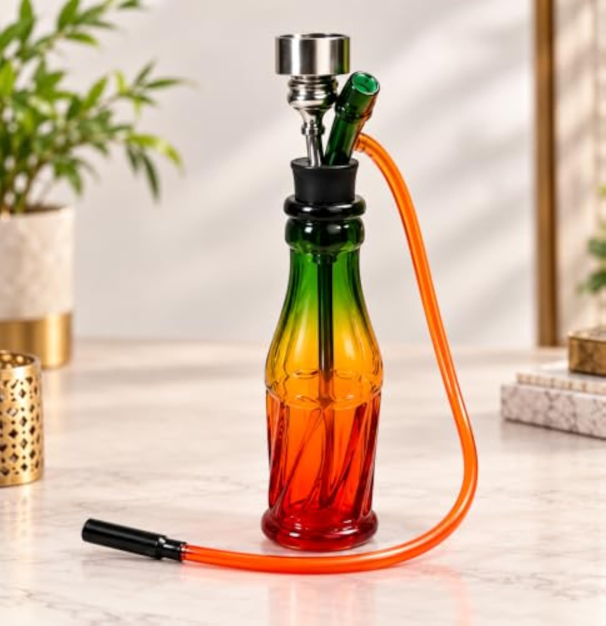 Rainbow Gradient Bottle Hookah Bong Style