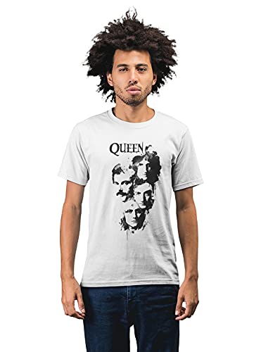 Revind.442Queen Music Band in Black & White Men's 100% Cotton Round Neck T-Shirt, Grey, M