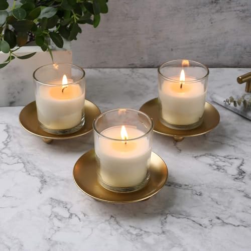 Image of Iron Plate Candle Holder, Gold, Decorative Iron Pillar Candle Holder, Set of 3,Candle Stand for Wax Candles