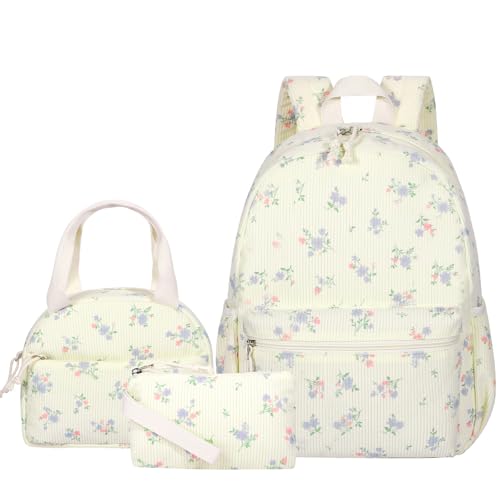 Image of HowFly Corduroy Kids Backpack 3-in-1 Set 15 inch with Lunch Box School Bag | Corduroy 3-in-1 set for elementary middle school, 15-inch backpack, insulated lunch bag, pencil case, back to school gift