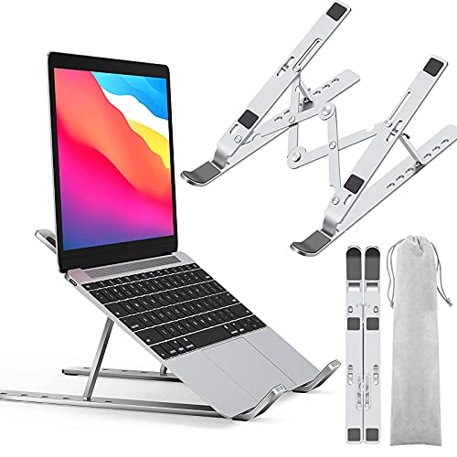 Portable Laptop Stand Laptop Riser - Ergonomic Aluminum Laptop Stand for Desk with 7 Angles Adjustable Computer Stand Laptop Accessories Compatible with MacBook Dell 10-15.6 Laptops Work from Home
