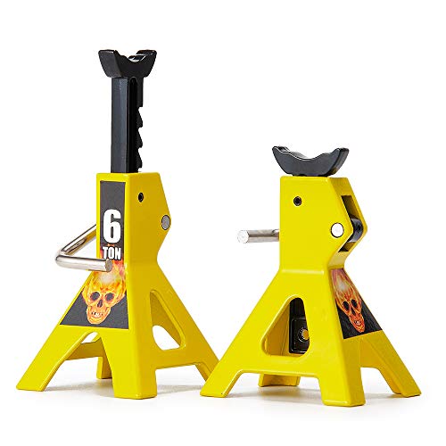 RC-Hub 2Pcs Metal Jack Stands for 1/10 Axial Wraith SCX10 TRX4 D90 CC01 RC Crawler Accessories Yellow