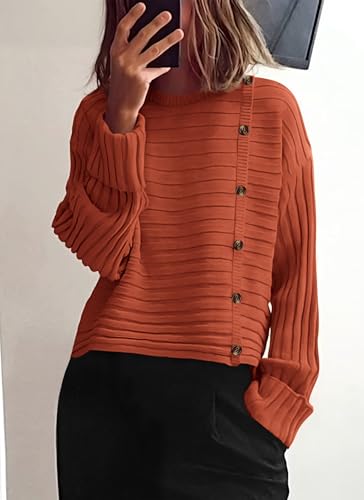 Image of PRETTYGARDEN Womens Sweaters Fall 2026 Casual Long Sleeve Crewneck Button Loose Winter Knit Pullover Sweater Tops