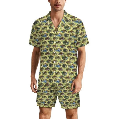 Pyjama drôle de poisson homme ensemble boutons manches courtes