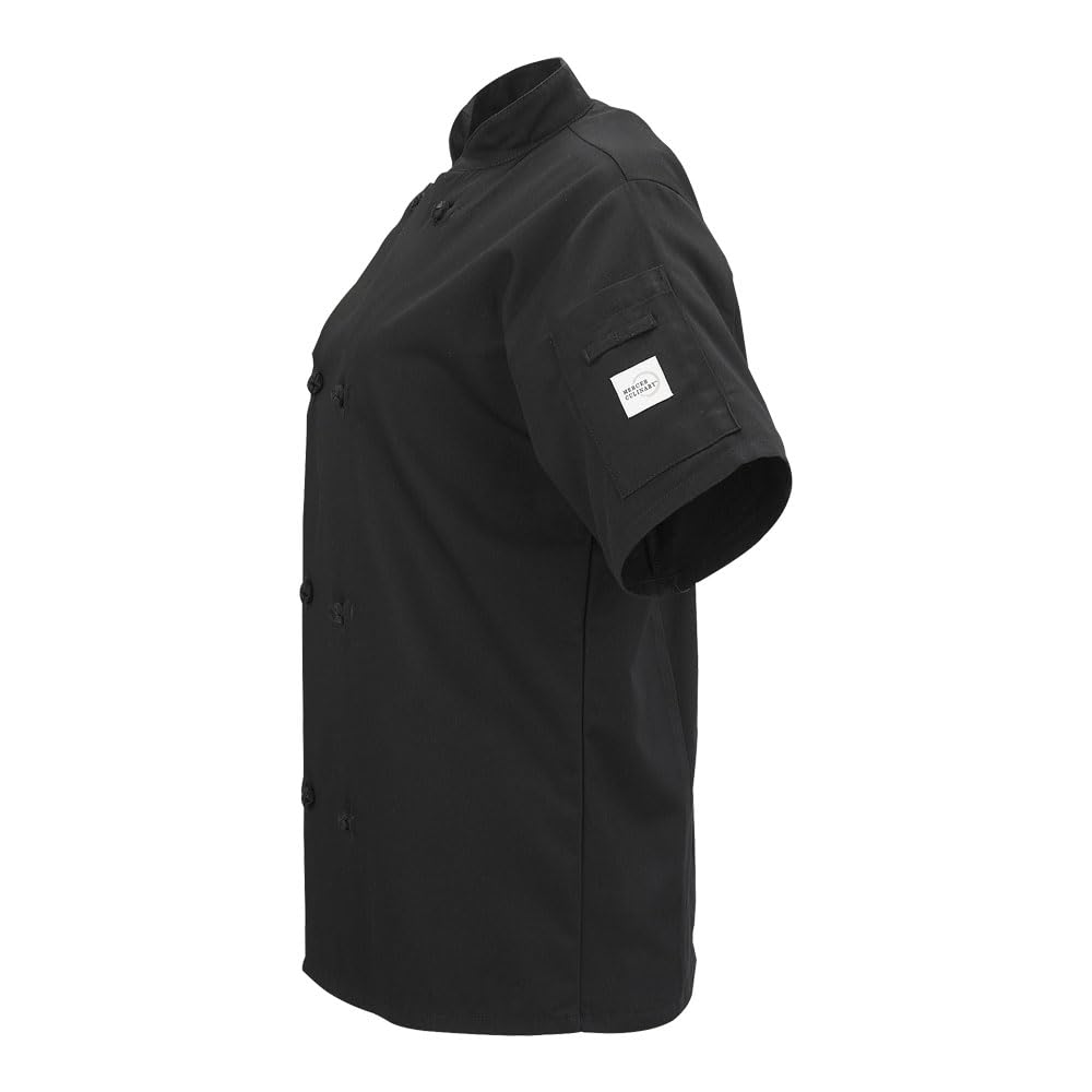 Mercer Culinary Millennia Women's Short Sleeve Cook Jacket with Cloth Knot Buttons