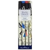 'Fun Write' Set of 4 Ballpoint Pen Blue - 0.5mm (Pattern-10)