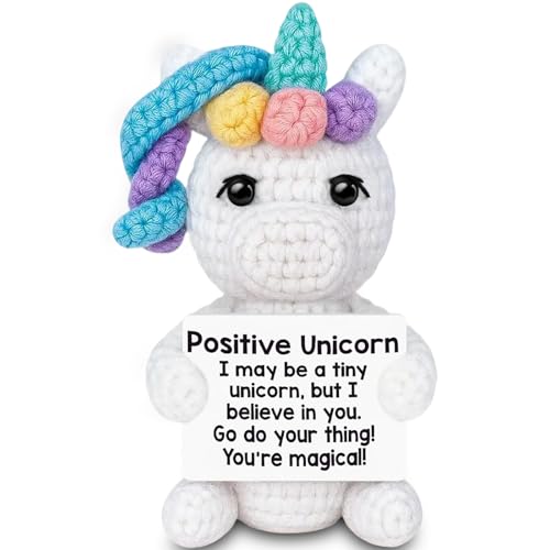 Yoljun Positive Geschenk, Niedlich Einhorn Kuscheltier mit „You Are Magical“, Glücksbringer Mutmacher Geschenk für Einhorn Liebhaber, Freunde, Familie und Kollege,Positive Puppe fur