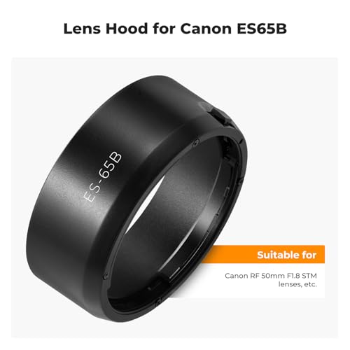 Image of K&F CONCEPT Lens Hood Compatible with Canon RF 50mm F1.8 STM Lens, Reversible Snap on Camera Lens Shade Replacement of ES-65B Hood, Compatible with 43mm Filters and Lens Cap