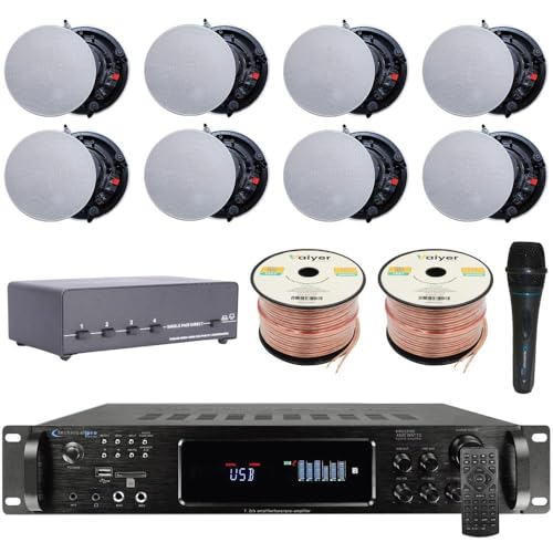 Vaiyer Home Audio System Kit 7.2 Channel 4500 Watts Bluetooth Amplifier w/ 8 Qty of 5.25