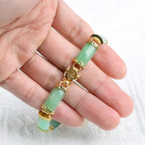 Jade Bracelet for Women, LIKEYO Good Fortune Jade bracelet Natural Green Jade Bangle Bracelet,S925 Sterling Silver with gold plating Bracelet Gifts for Women3