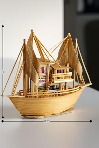Image of Decorative Wooden Ship Model /Coastal Decor / 9.5'' - INCH Craft Boat
