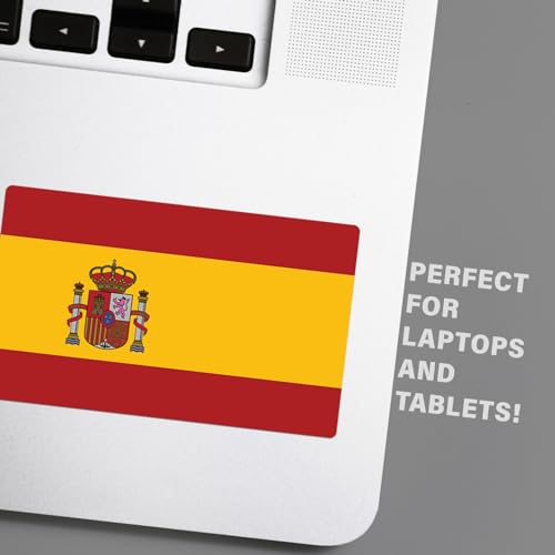 Image of World Country Flag Decal Stickers - Two Pack - for Cars Windows Bumpers Laptops Tablets Tumblers Cups Walls (Spain)