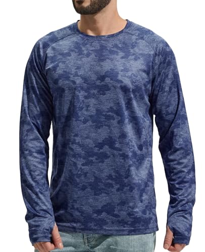 MIER Men's UPF 50+ Sun Shirts Quick Dry Long Sleeve UV Shirts Lightweight Rash Guard Swim T-Shirts Hiking Running