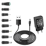 Adaptador de Corriente 5V 2A con 8 Conectores DC y Cable USB a DC 1M, Fuente de Alimentación AC/DC Universal para Múltiples Dispositivos Electrónicos Adaptador AC-DC