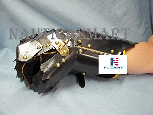 NauticalMart Medieval Style Pair of Bracers Half Gauntlet in Steel Armor LARP