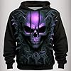 Generisch Men's Pullover Hoodie Print Casual Streetwear Sweatshirt Soft Comfortable Long Sleeve Warm Fleece Stylish Gothic Design, Light purple, XXL #2
