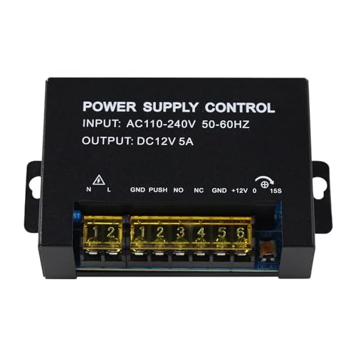 Gaocinys Sistema de Control de Acceso, Transformador de alimentación Especial, 12 VCC, Salida para Cerradura de Puerta eléctrica, Entrada 110-240 Vac (12VDC/5A)