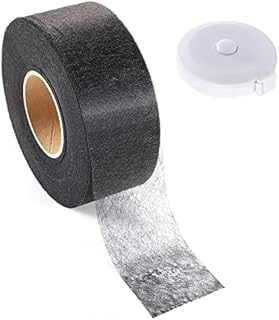 Lanjue 70 Yards Wonder Web Hemming Tape, 5cm Extra Wide No Sewing Iron On Fabric Fusing Tape with Tape Measure for Jeans Hems Curtain Trousers Garment (Black)