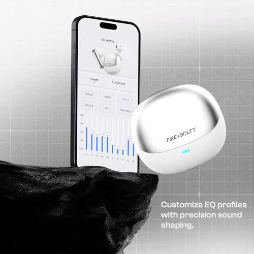 Image of Fire-Boltt Aero Fit TWS Earbuds with Custom EQ, Bluetooth 5.4 Wireless Earphones, 50H Playtime, Fast Charging Case, 50ms Low Latency Gaming & Touch Controls Polar White