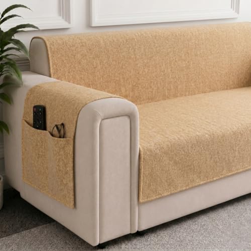 Image of STITCHNEST 'LuxeFit Series' 1 Seater Sofa Cover | Full Coverage with Armrest Pocket | Elegant Woven Fabric, Washable & Durable for Modern Living