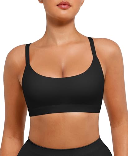 FeelinGirl Bralettes for Women Wireless Seamless Bras, No Underwire Unlined Comfort Buttery Soft Bras for Sleep, Loung, Everyday, Black, M