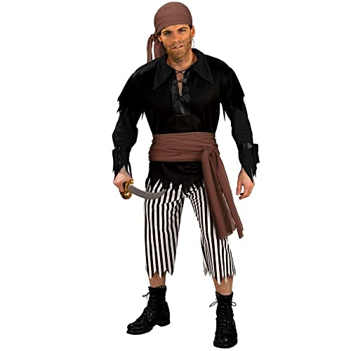 Pirate Costume Accessories/Plus Size Pirate Scarf Belt Waist Sash and Pirate Head Scarf Bandanas for Halloween Women Men (Brown) - Thumbnail 2