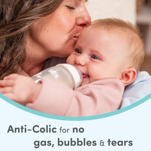 Image of NUK First Choice Smooth Flow Anti-Colic Bottle, Peach, 10 oz. Baby Bottle with SafeTemp Temperature Indicator, Newborn Essentials, 4-Pack