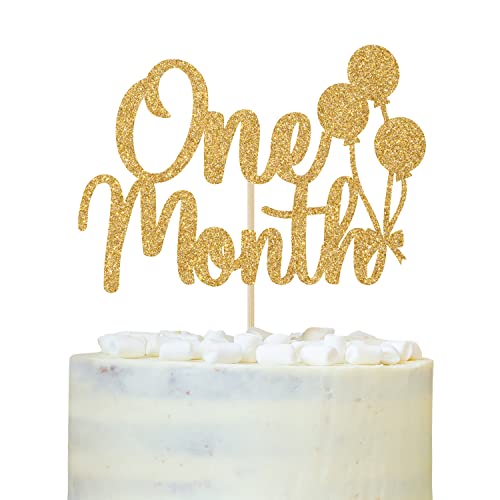 One Month Cake Topper, Wild One, Baby Shower Newborn Welcome Baby Boy Girl Cake Decorations, Happy 30 Days for Engagement Wedding Party Decorations Supplies Gold Glitter