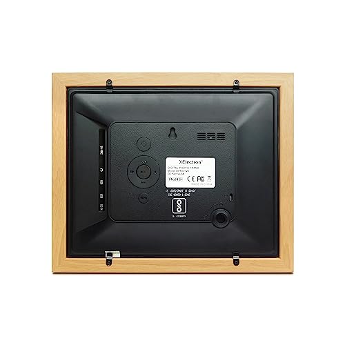 Image of XElectron 8 inch IPS LED Digital Photo Frame with Wide View HD Display, Auto-Rotate, Play Photos, Videos, Music and Slideshow with SD Card, USB Ports (Wooden)