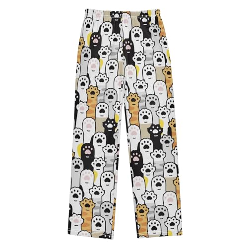 Cat Paw Footprint Doodle Boys Pants for Kids Jogger Pants with Pockets S-XL
