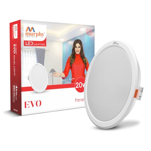 Image of Murphy EVO 20W Round LED Panel Light | 3000K Warm White| Recessed Ceiling Light | 2000 Lumens | 210mm Cutout | 4kV Surge Protection | BIS Approved |2-Year Warranty | Pack of 1