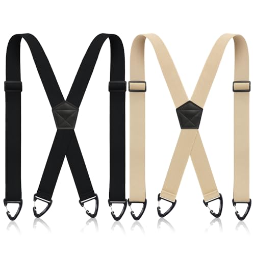 Image of Janmercy 2 Pcs Men's Hidden Suspenders Under Clothing | 1.5 inch X Back Heavy Duty Work for Shirt Jeans