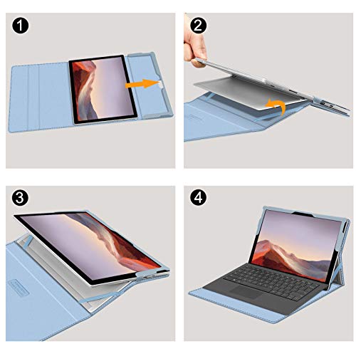Image of Fintie Case for 12.3 Inch Microsoft Surface Pro 7, Surface Pro 6, Surface Pro 5, Surface Pro 4, Pro 3 - Portfolio Business Cover with Pocket, Compatible with Type Cover Keyboard (Ice Blue)