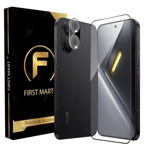 Image of FIRST MART Tempered Glass for Poco X8 Pro Max with Black Camera Lens Protector & Installation Kit | HD Clear, Edge-to-Edge, Scratch Resistant, Case-Friendly | Pack of 1