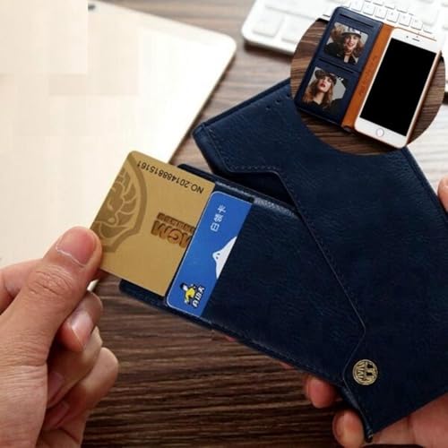 Image of ClickCase for Oppo Reno 14 5G Flipper Series Leather Wallet Flip Case Kick Stand with Magnetic Closure Flip Cover for Oppo Reno 14 5G (Blue)