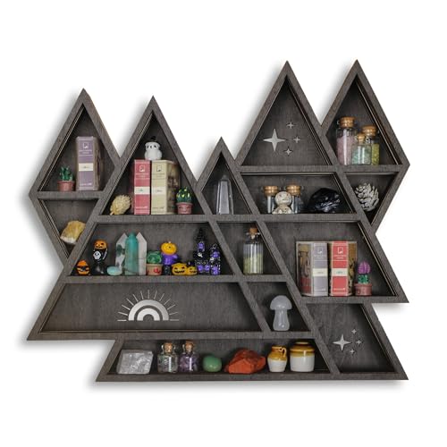 Crystal Display Shelf Rock Display Case Trinket Shelf Triangle Mountain