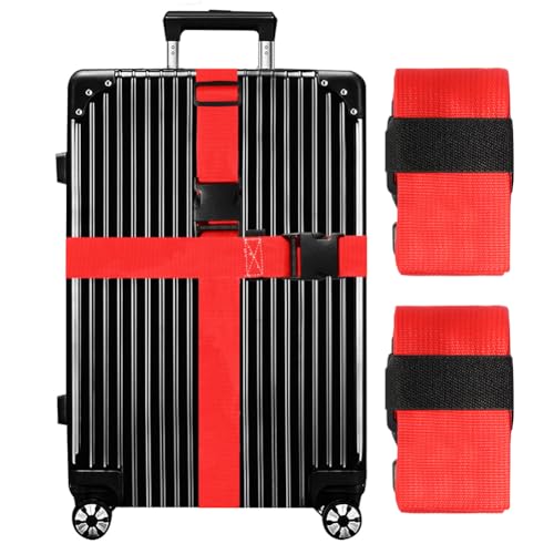 Image of Luggage Straps for Suitcases TSA Approved-2 Pack Bright Personalized Luggage Belt Strap for Suitcase /Carry On Bag Luggage Accessories for Travel (Red)