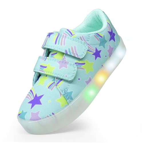 Shinmax Light Up Shoes YESKIS Toddler Shoes Girls Light Up Shoes Vivaki LED Canvas Cartoon Casual Walking Tennis Sneakers...