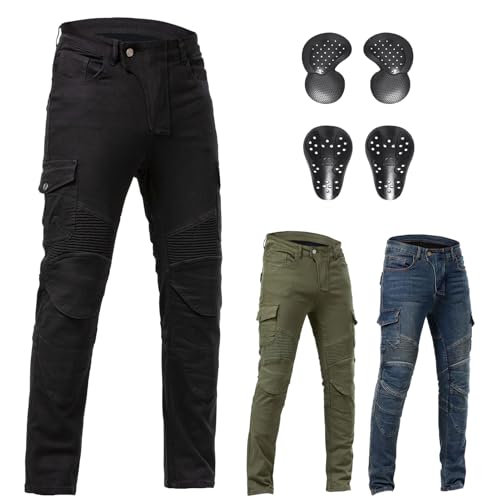 ForMTRider Pantalon Moto CE Armés: Jeans de Motocross pour Moto et Dirt Bike avec Conception Élégante,Noir,M=34W/30L