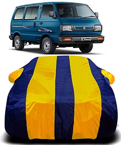 Image of Waterproof Car Cover with Ultra Surface Body Protection (Yellow Stripes) (Maruti Suzuki Omni)