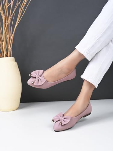 Image of XE Looks Flats with Gold-Tipped Bow - Elegant, Trendy, and Perfect for Any Occasion for Girls & Women