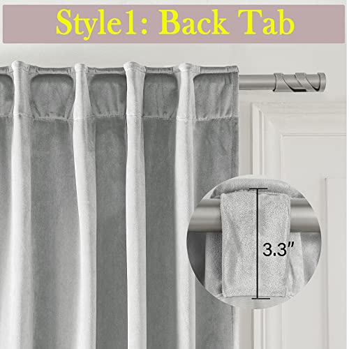 Timeper Grey Velvet Curtains 84 Inches - Silver Grey Blackout Curtains Thermal Insulated 84 Inch Length Back Tab Curtains For Home Office/Living Room, Silver Grey, W52 X L84, 2 Panels #TOP1